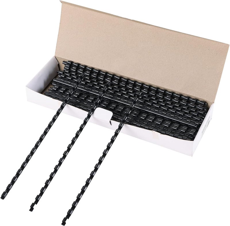 MYFULLY 100 Pack 19 Ring Plastic Comb Binding Spines | 1/4 Inch Diameter, 20 Sheet Capacity, Letter Size, Black Binding Comb (1/4" (20 Sheet Capacity)) - Image 1